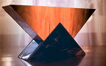 001 - Glass, copper, marble. 20 x 20 x 30 cm. Halogen light, 30 w.