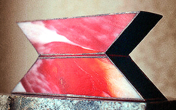 010 - Glass, copper, marble. 20 x 20 x 30 cm. Halogen light, 30 w.
