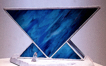 011 - Glass, copper, marble. 20 x 20 x 30 cm. Halogen light, 30 w.