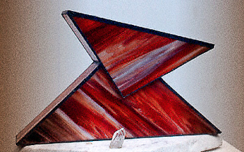 012 - Glass, copper, marble. 20 x 20 x 30 cm. Halogen light, 30 w.