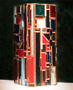 024 - Glass, copper, marble. 20 x 20 x 30 cm. Halogen light, 30 w.